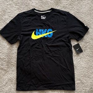 Nike Black Tee with Blue and Yellow Logo